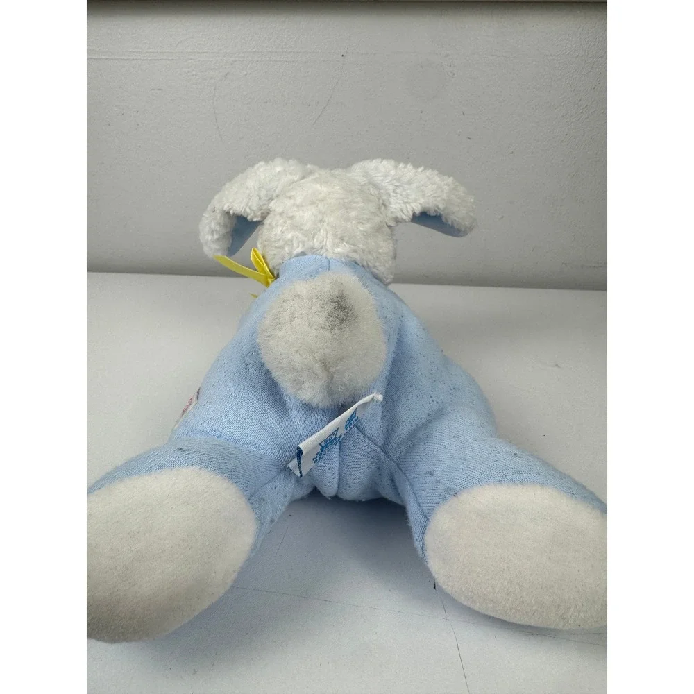 Vintage‎ Eden Blue White Plush Bunny Rabbit Floppy Ear Stuffed Animal Toy AF-843